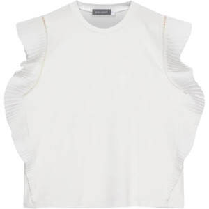 Mint Velvet White Cotton Pleated T Shirt